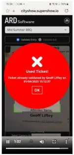 ARD Ticket Scanning - Fail on Scanned Ticket